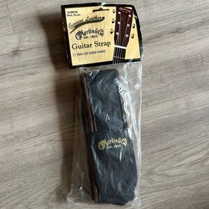 Martin Guitar Co Genuine Baby Soft Leather Strap - Black/Brown - 2.5” w - NEW